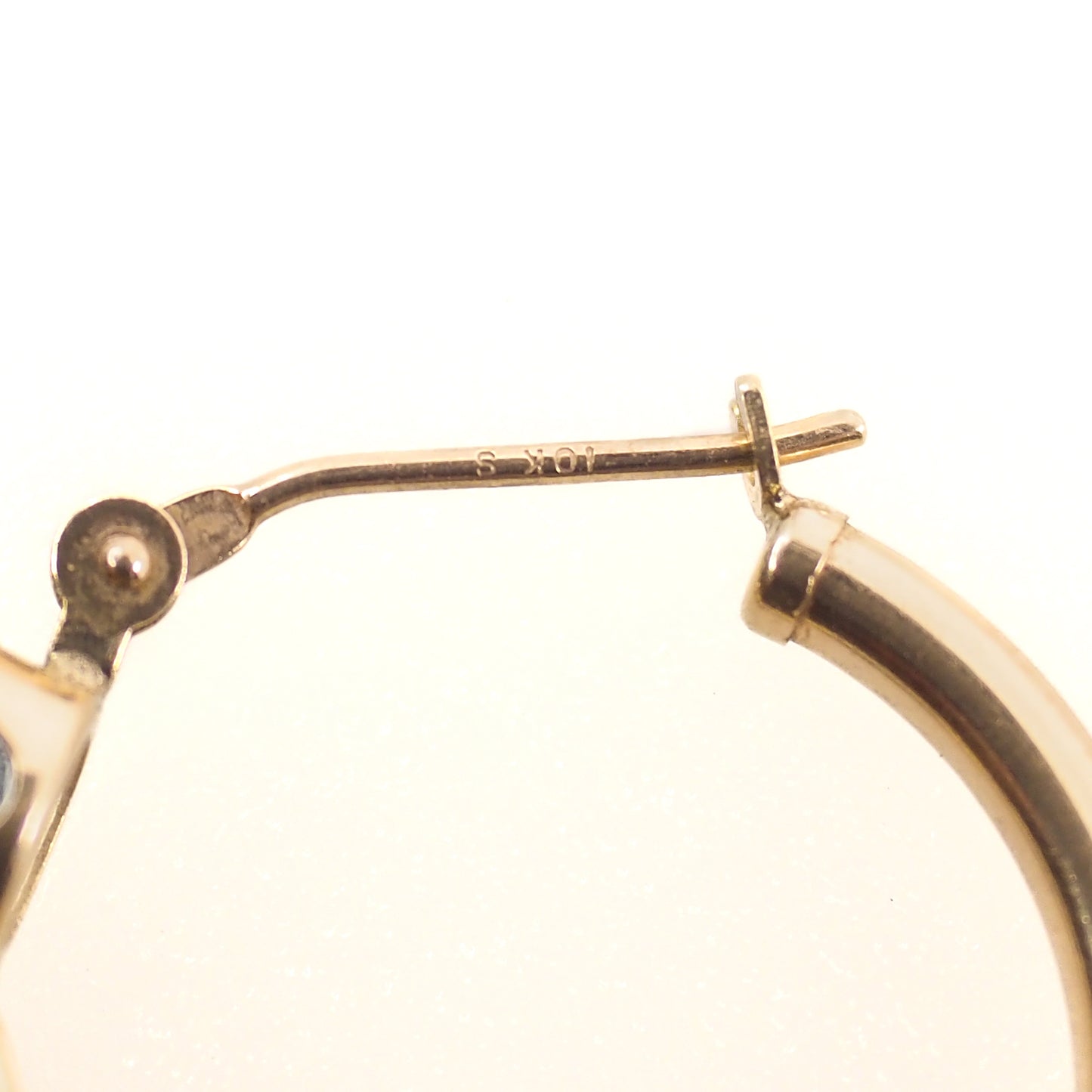 Vintage 1990s Blue Topaz and 10K Yellow Gold Hoop Pierced Earrings