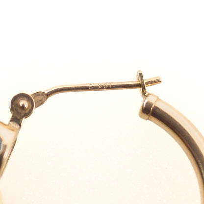 Vintage 1990s Blue Topaz and 10K Yellow Gold Hoop Pierced Earrings