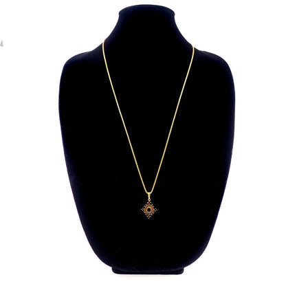 Vintage 1960s GRANAT TURNOV Bohemian Garnet Diamond-Shape Cluster Pendant 29" Necklace