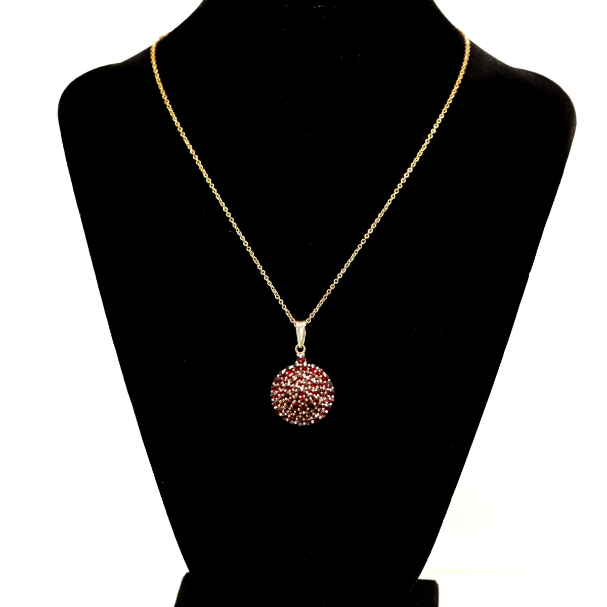 Vintage 1960s Swedish Rose Cut Garnet and Gold Washed 800 Silver Pendant 15" Necklace image 2