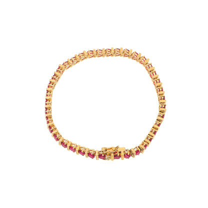Vintage 1990s Lab Ruby and Vermeil Tennis 8" Bracelet