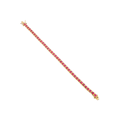 Vintage 1990s Lab Ruby and Vermeil Tennis 8" Bracelet
