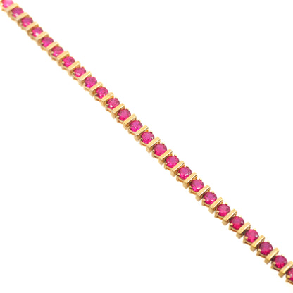 Vintage 1990s Lab Ruby and Vermeil Tennis 8" Bracelet