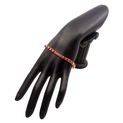 Vintage 1990s Lab Ruby and Vermeil Tennis 8" Bracelet