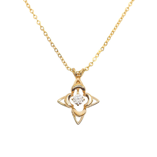 Vintage 1990s CURTIS Synthetic Moissanite Star Pendant Gold Filled 18" Necklace