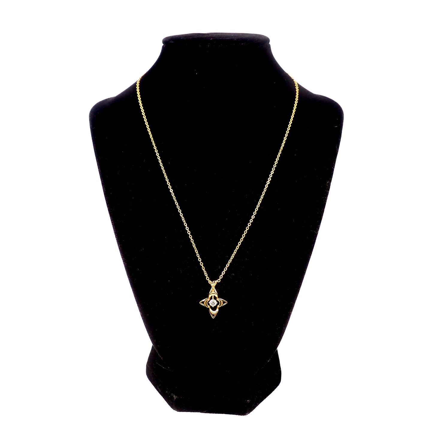 Vintage 1990s CURTIS Synthetic Moissanite Star Pendant Gold Filled 18" Necklace