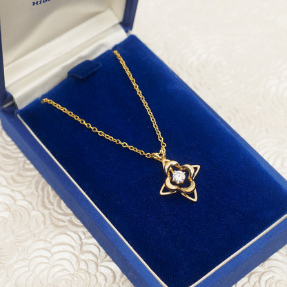 Vintage 1990s CURTIS Synthetic Moissanite Star Pendant Gold Filled 18" Necklace