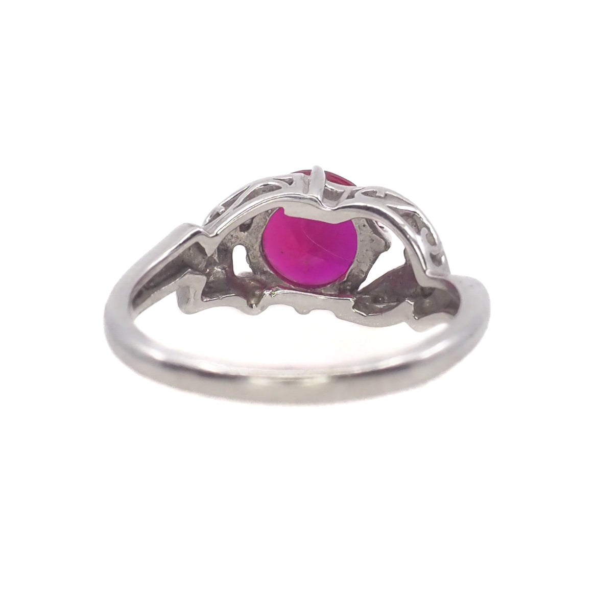 Vintage 1960s DASON Lab Ruby and Diamond 10K White Gold Ring Size 6.25