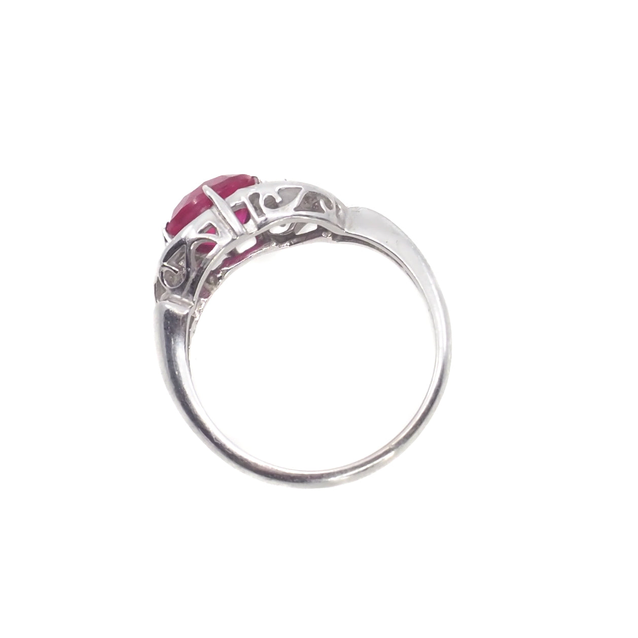 Vintage 1960s DASON Lab Ruby and Diamond 10K White Gold Ring Size 6.25