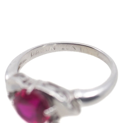 Vintage 1960s DASON Lab Ruby and Diamond 10K White Gold Ring Size 6.25