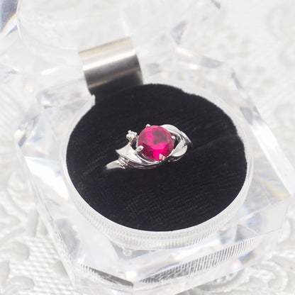 Vintage 1960s DASON Lab Ruby and Diamond 10K White Gold Ring Size 6.25