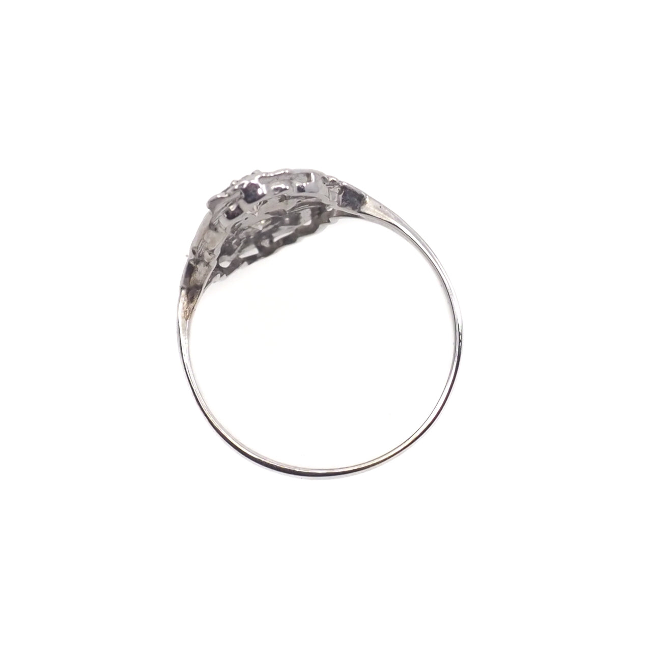 Vintage 1930s Art Deco Diamond and 14K White Gold Ring Size 6.25