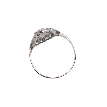 Vintage 1930s Art Deco Diamond and 14K White Gold Ring Size 6.25