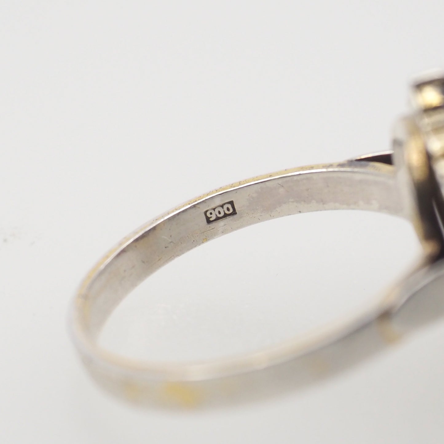 Vintage 1940s Rose Cut Bohemian Garnet Cluster Gold Washed 900 Silver Ring Size 7