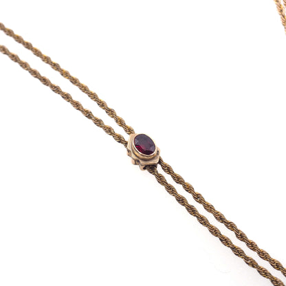 Antique 1890s Victorian Bohemian Garnet and Opal Cross Slide Long Watch Chain 48" Necklace