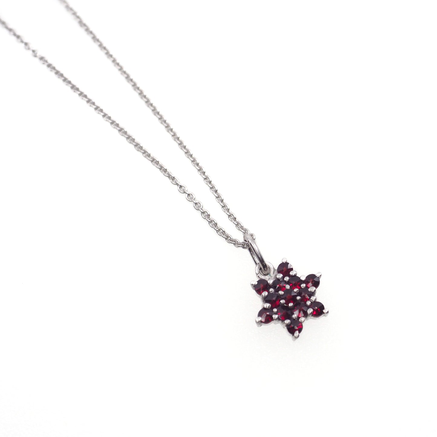 Vintage 1960s GRANAT TURNOV Bohemian Garnet Star Cluster Pendant 20" Necklace