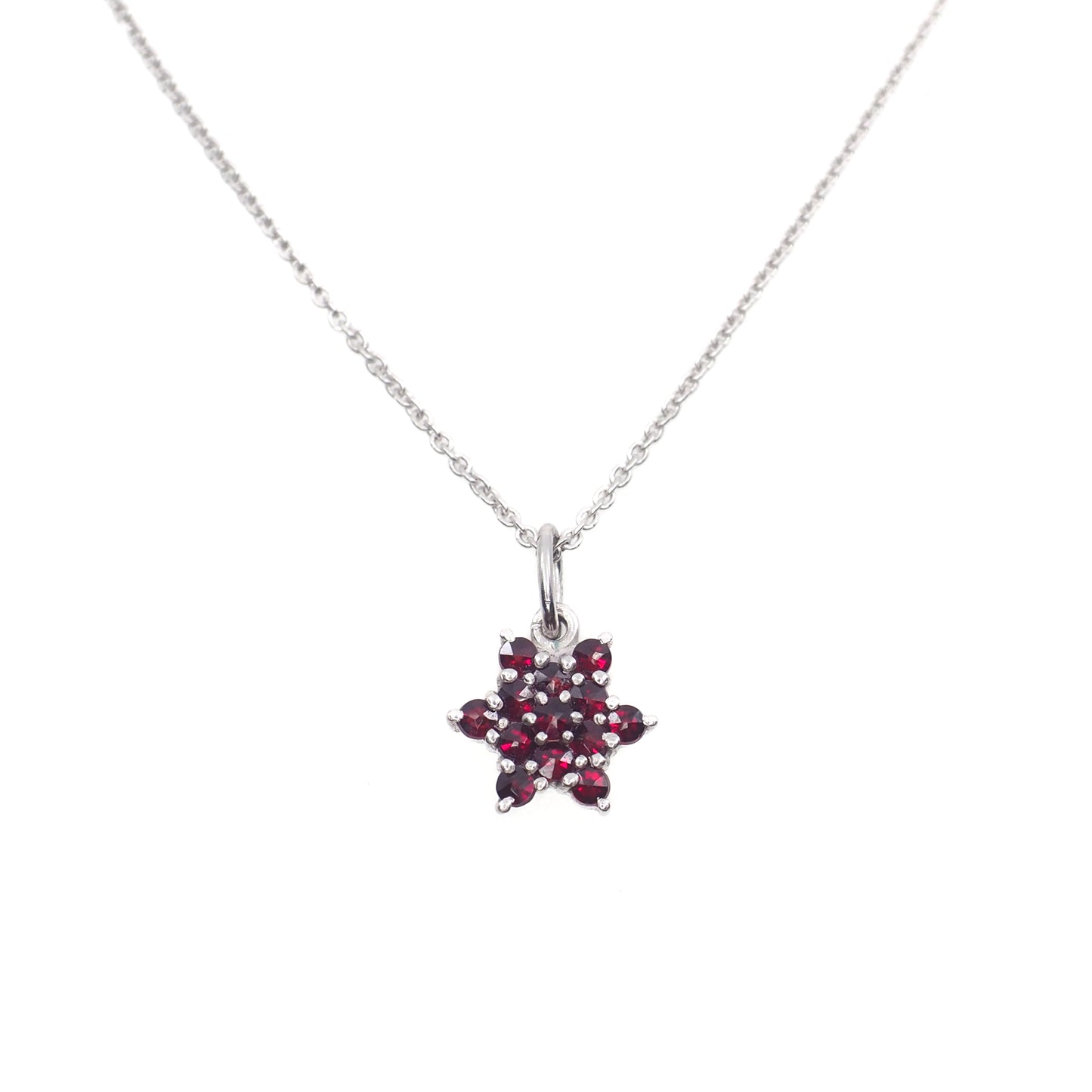 Vintage 1960s GRANAT TURNOV Bohemian Garnet Star Cluster Pendant 20" Necklace
