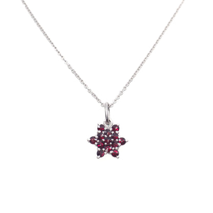 Vintage 1960s GRANAT TURNOV Bohemian Garnet Star Cluster Pendant 20" Necklace