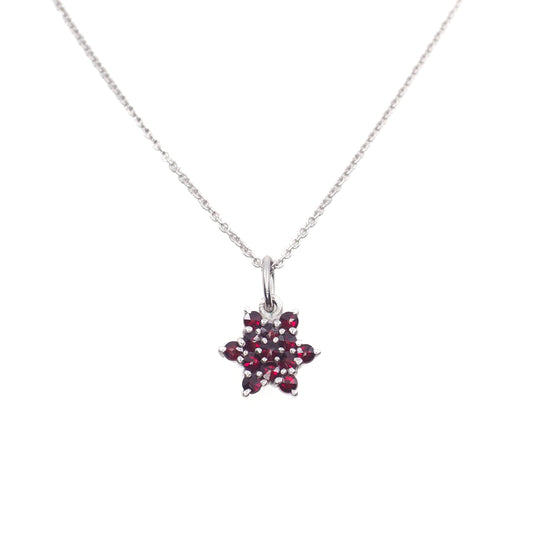 Vintage 1960s GRANAT TURNOV Bohemian Garnet Star Cluster Pendant 20" Necklace