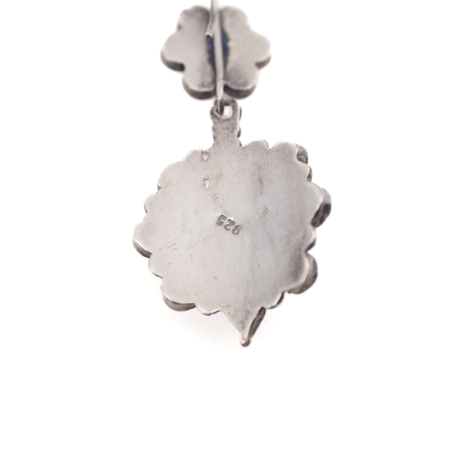 Vintage 1990s Almandite Garnet and Sterling Silver Drop Cluster Pierced Earrings