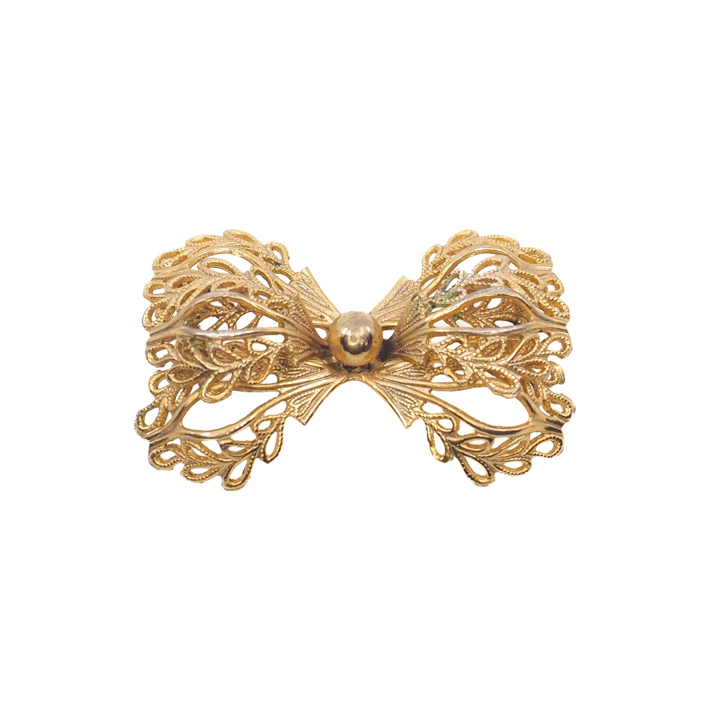Vintage 1960s Bow Cannetille Gold Filled Brooch