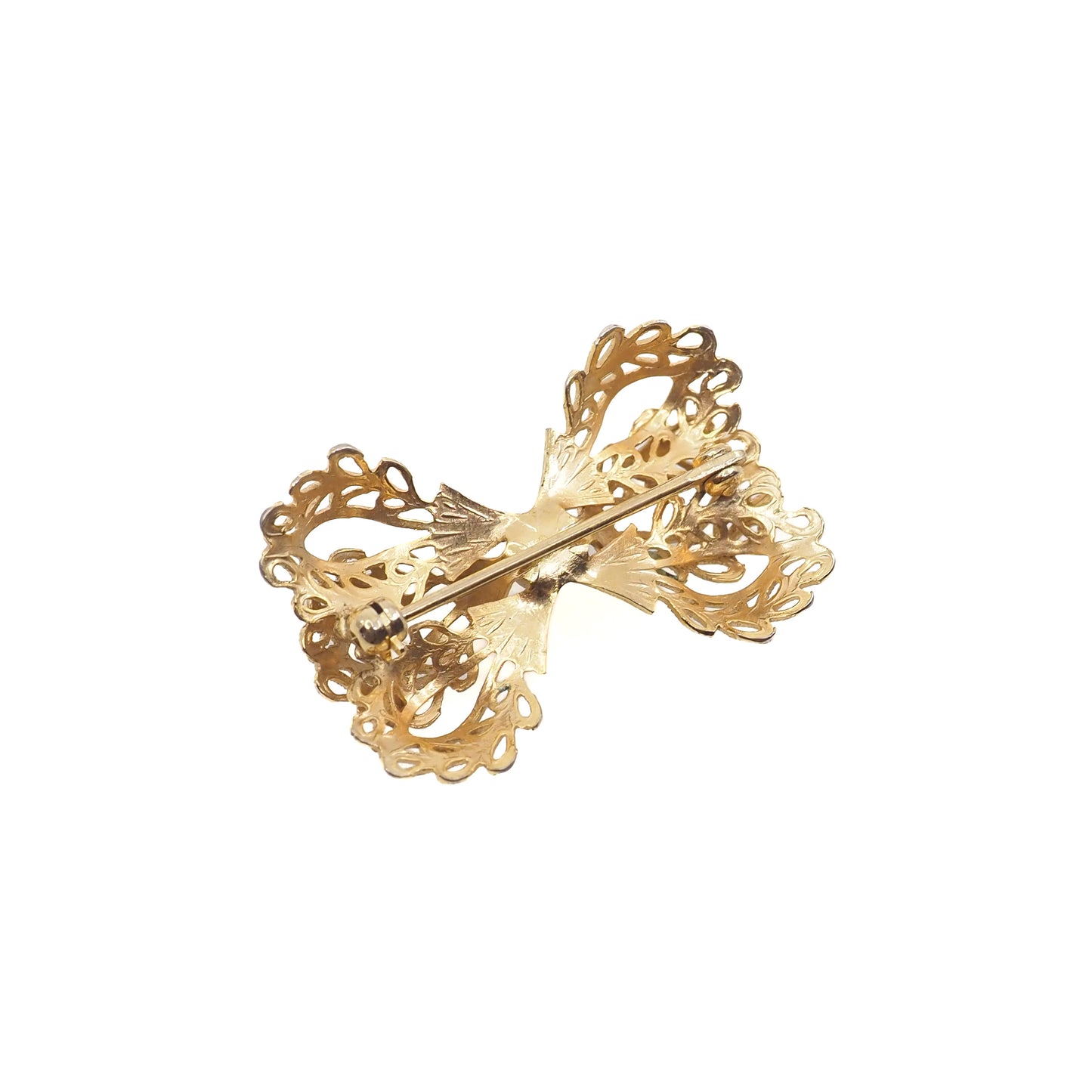 Vintage 1960s Bow Cannetille Gold Filled Brooch