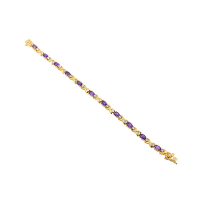 Vintage 1990s Amethyst and Lab Moissanite and Vermeil Tennis 6.75" Bracelet