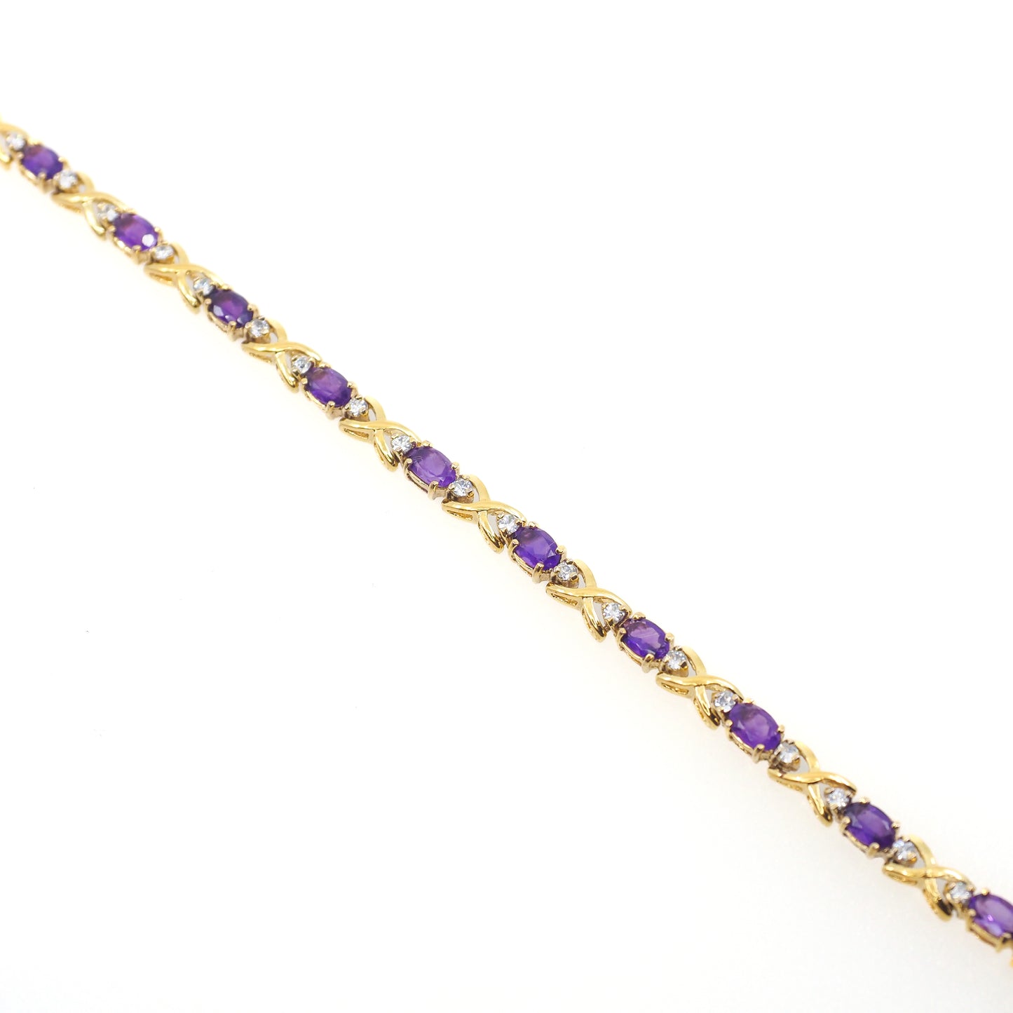 Vintage 1990s Amethyst and Lab Moissanite and Vermeil Tennis 6.75" Bracelet