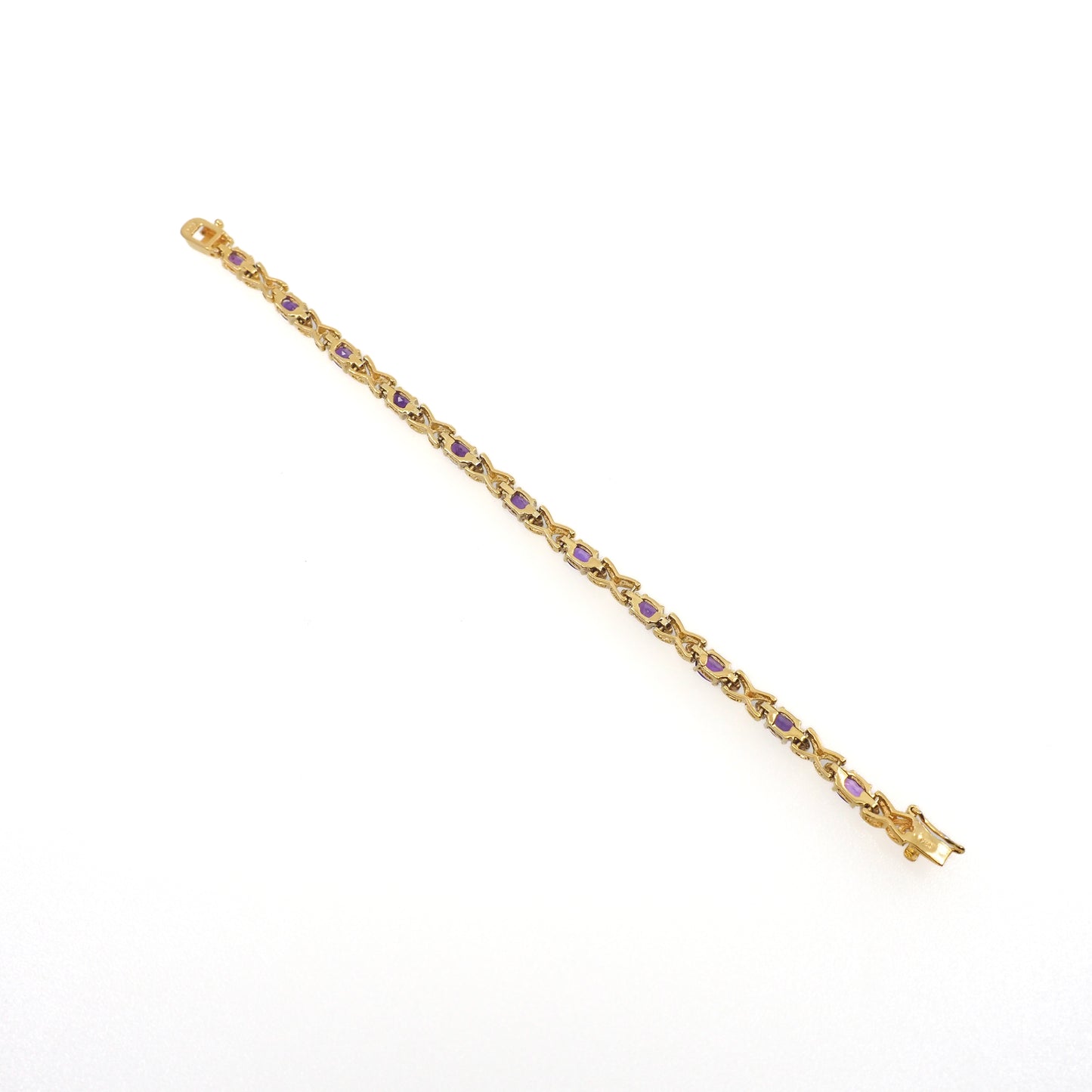 Vintage 1990s Amethyst and Lab Moissanite and Vermeil Tennis 6.75" Bracelet