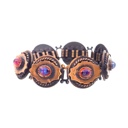 Vintage 1960s Mid-Century Modernist Dragon's Breath Copper Link 7" Bracelet