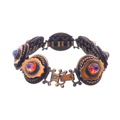 Vintage 1960s Mid-Century Modernist Dragon's Breath Copper Link 7" Bracelet