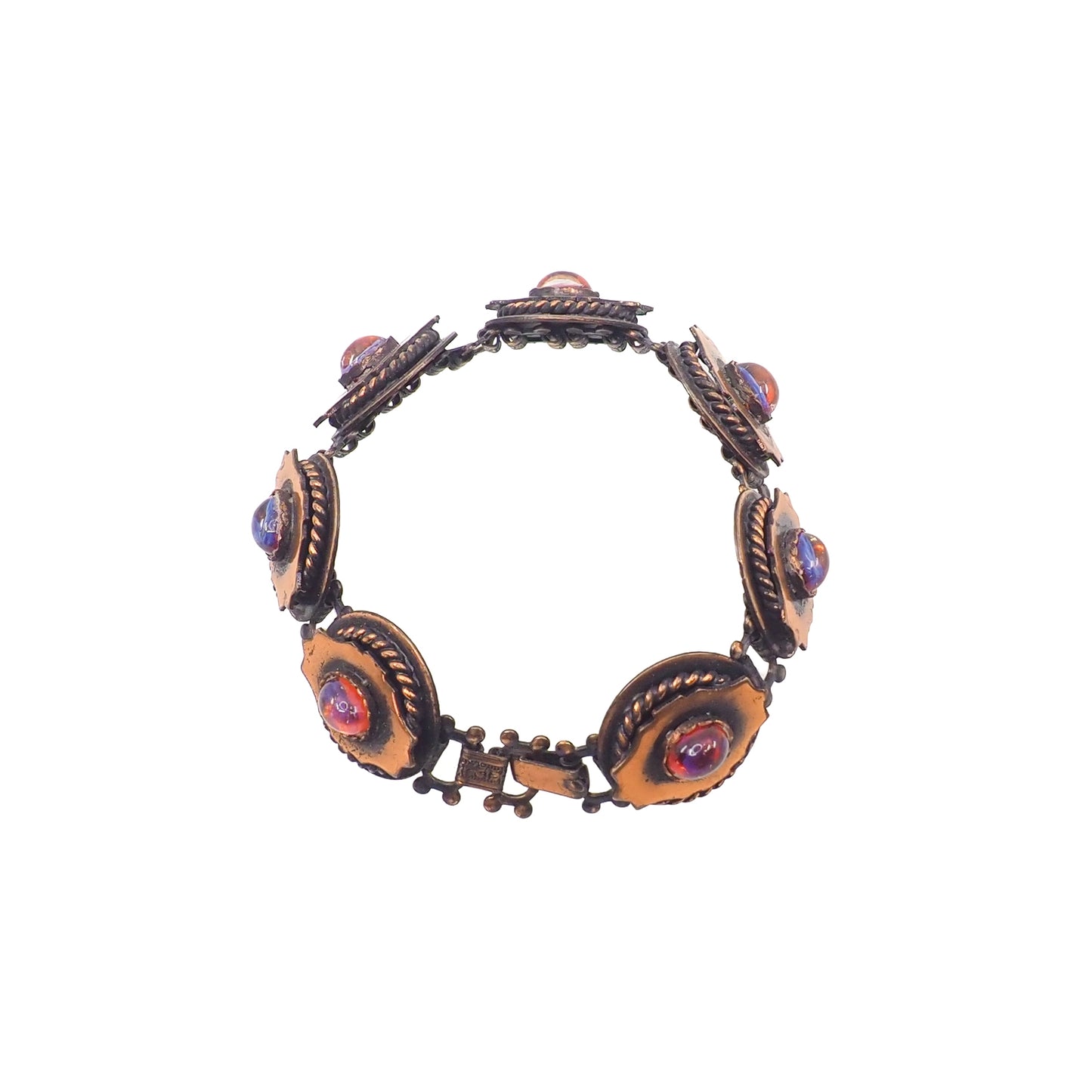 Vintage 1960s Mid-Century Modernist Dragon's Breath Copper Link 7" Bracelet