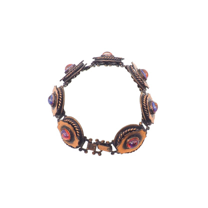 Vintage 1960s Mid-Century Modernist Dragon's Breath Copper Link 7" Bracelet