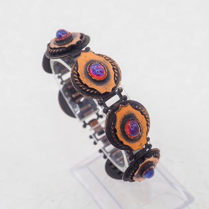 Vintage 1960s Mid-Century Modernist Dragon's Breath Copper Link 7" Bracelet