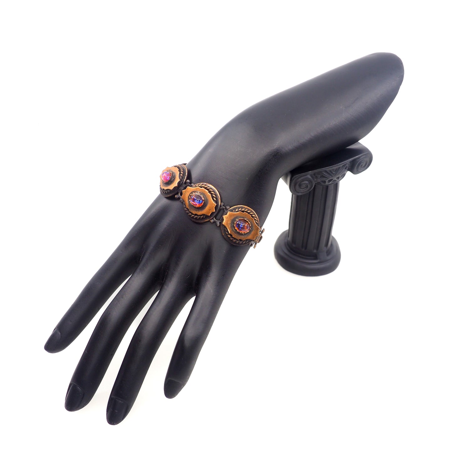 Vintage 1960s Mid-Century Modernist Dragon's Breath Copper Link 7" Bracelet