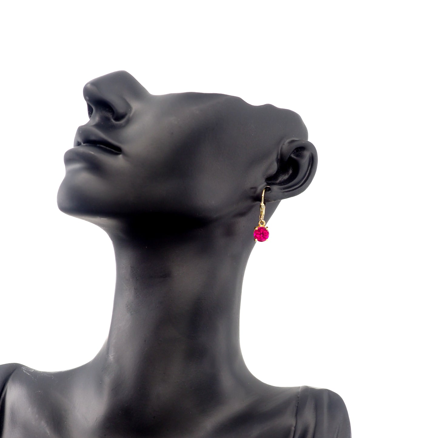 Vintage 1990s Lab-Created Ruby and Yellow Gold Vermeil Lever Back Earrings