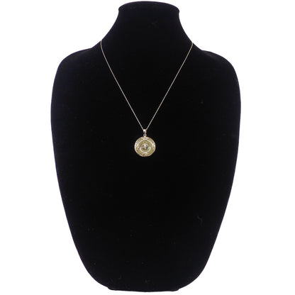 Vintage 1990s Greyish Green Jade and Sterling Silver Blessings Circle 22" Necklace