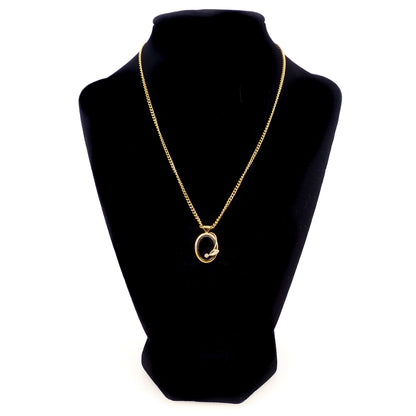 Vintage 1970s Black Onyx, Lab Moissanite Gold Filled Choker 16" Necklace