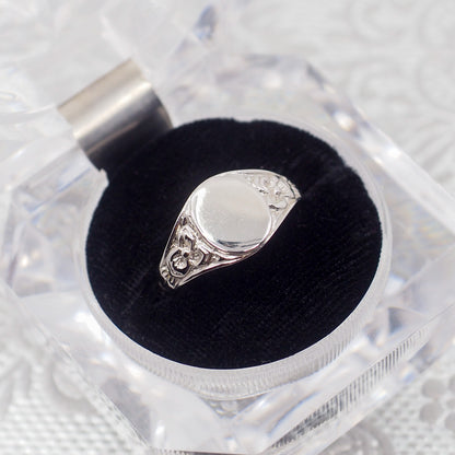 Vintage 1980s Sterling Silver Signet Ring Size 9.5