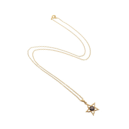 Vintage 1970s 0.26 Carat Black Star Sapphire Gold Filled Star Pendant 18" Necklace