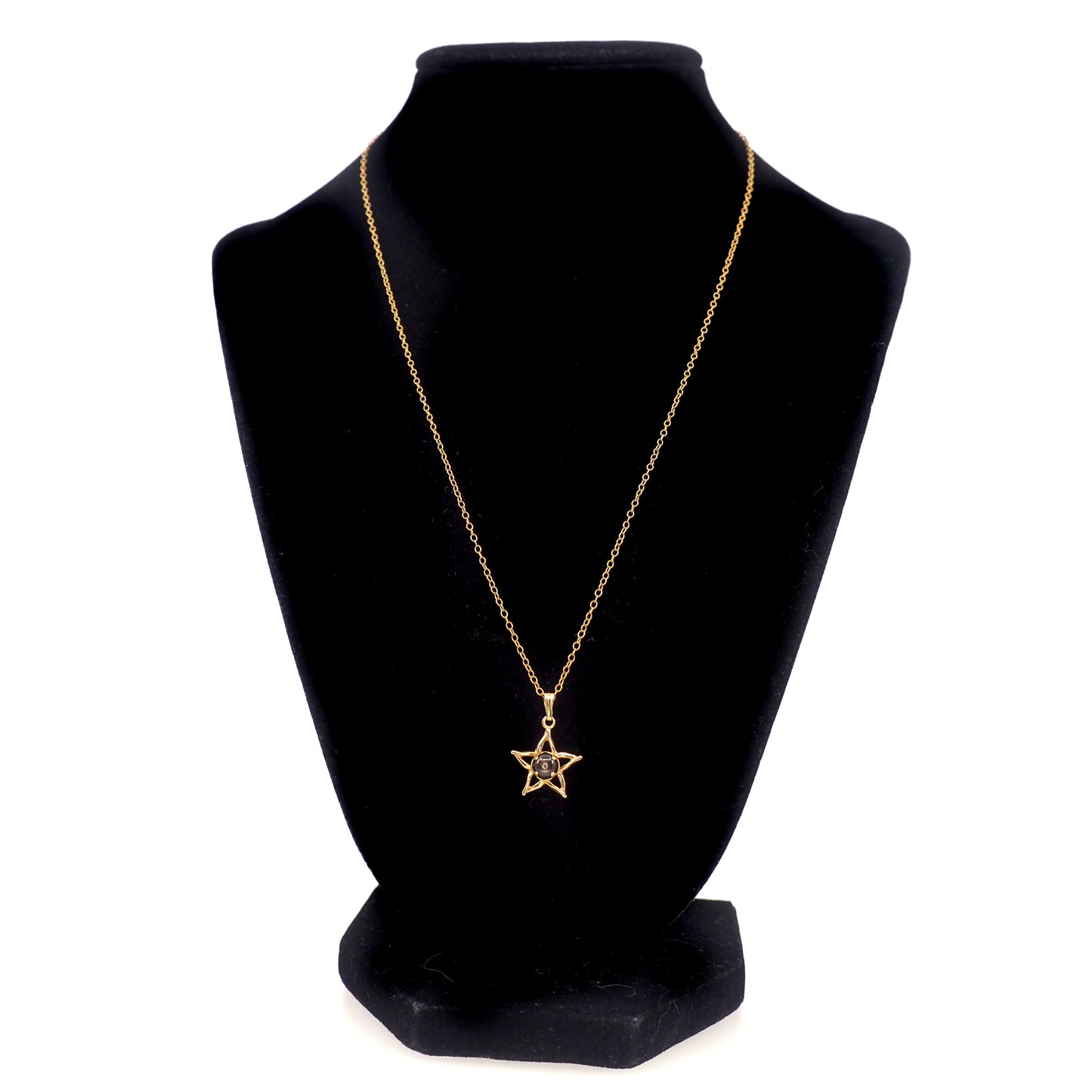 Vintage 1970s 0.26 Carat Black Star Sapphire Gold Filled Star Pendant 18" Necklace