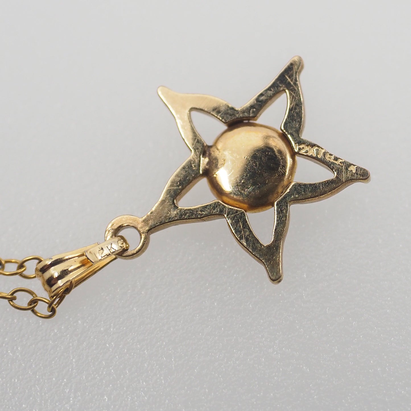 Vintage 1970s 0.26 Carat Black Star Sapphire Gold Filled Star Pendant 18" Necklace