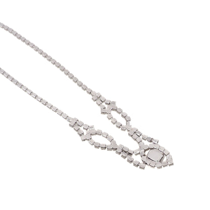 Vintage 1980s Rhinestone and Silver Tone Metal Choker 16" Necklace