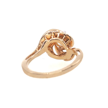 Vintage 1980s Clear GGG and 18K HGE Solitaire Swirled Ring Size 7.25