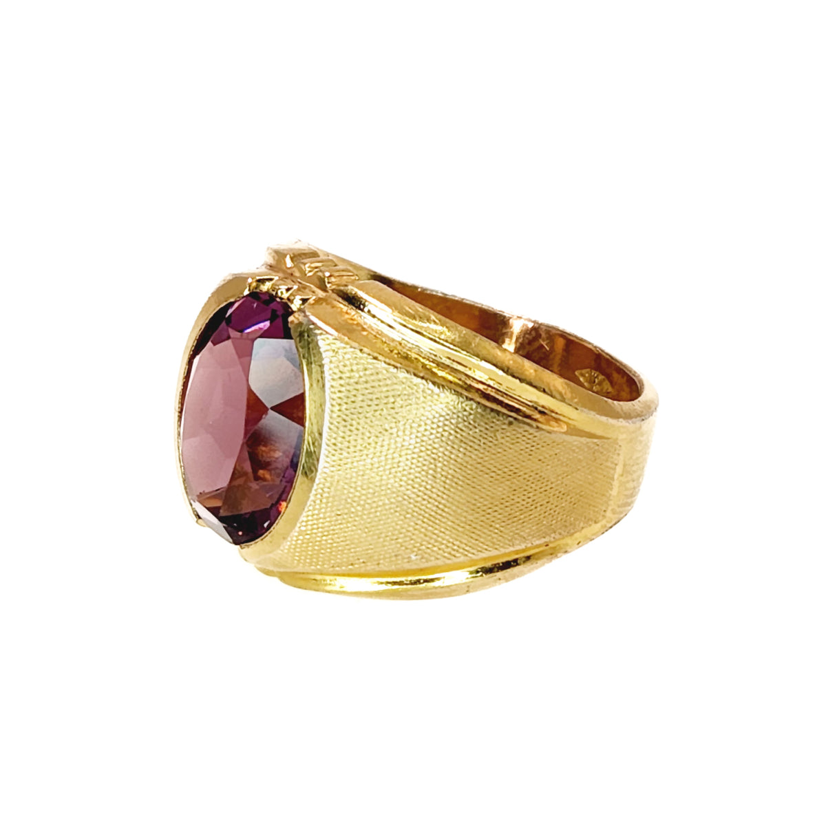 Vintage 1960s CLARK & COOMBS Purple Glass and 10K Gold Filled Unisex Ring Size 6.25 image 3