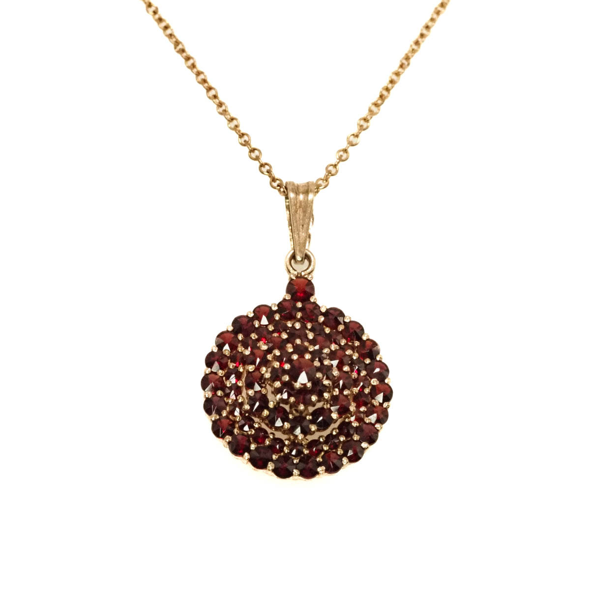 Vintage 1960s Swedish Rose Cut Garnet and Gold Washed 800 Silver Pendant 15" Necklace image 0