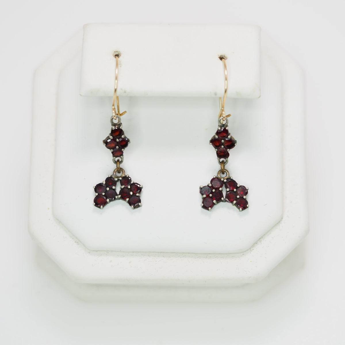 Antique 1880s Late Victorian Bohemian Garnet and Gilt Drop Earrings image 2