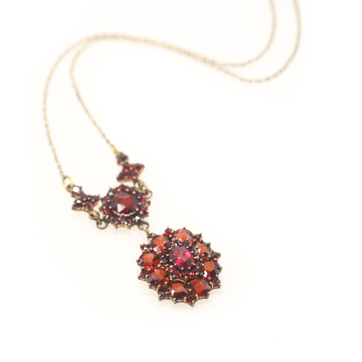 Antique 1910s Edwardian Rose Cut Bohemian Garnet and Pendant Choker 15.5" Necklace image 1