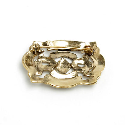 Vintage 1980s Granulation Reproduction Etruscan Gold Tone Brooch