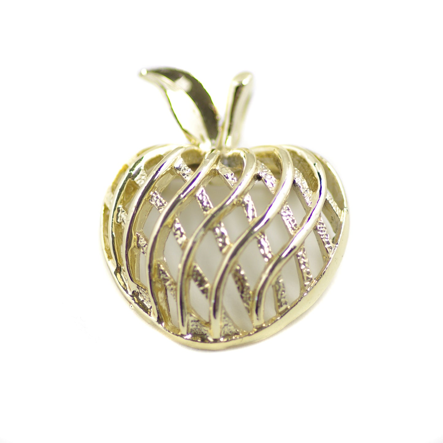 Vintage 1980s GERRYS Gold Tone Apple Brooch and Necklace - 80s Costume Apple Fall Harvest Pin/Pendant Combo - Gold Apple Brooch